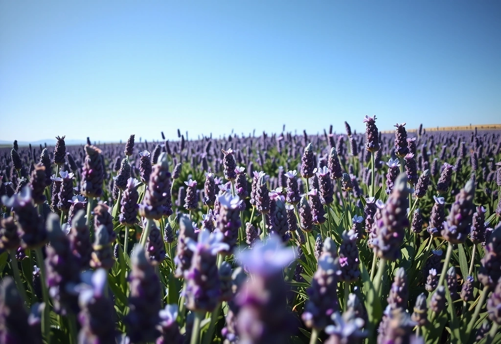 Sun-drenched field of lavender flowers, symbolizing natural fragrance
